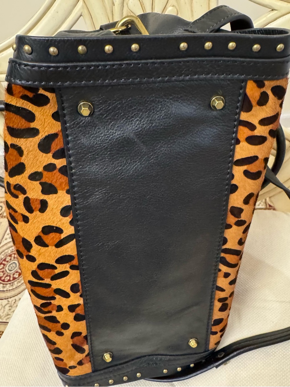 orYANY Leopard Print Satchel with Black Trim with dust bag - Picture 5 of 7
